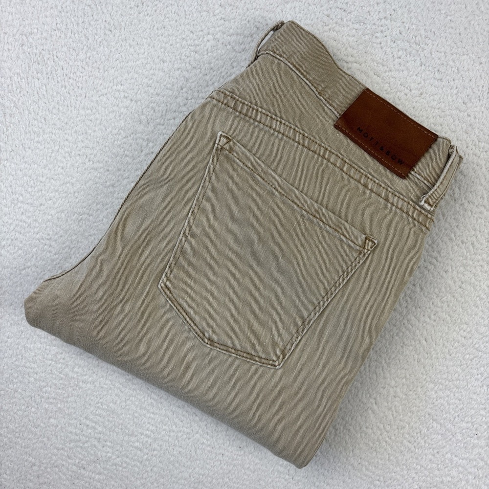 MOTT & BOW 'Slim Mercer Jeans' Mens 32/32 Light Khaki Modern Fit Stretch Denim